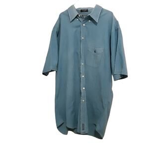 Hunt Men's Short Sleeve Blue Button Up Shirt Oversize Front Pocket Size Large